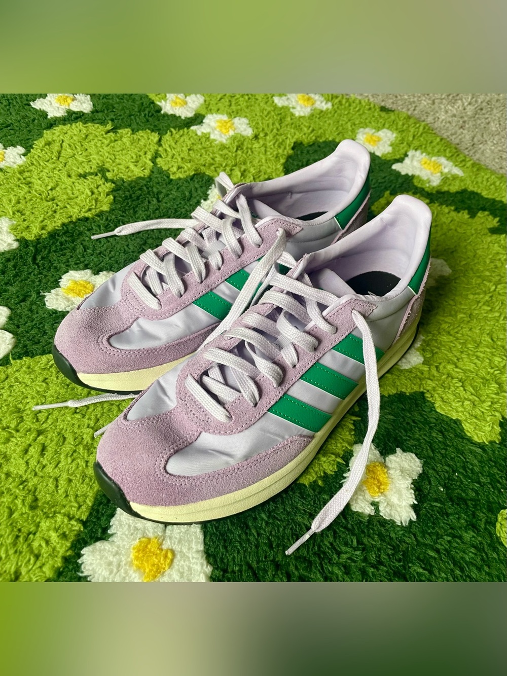 adidas Women's Lavender and Green Retro Lace-Up Sneakers - Picture 7 of 7